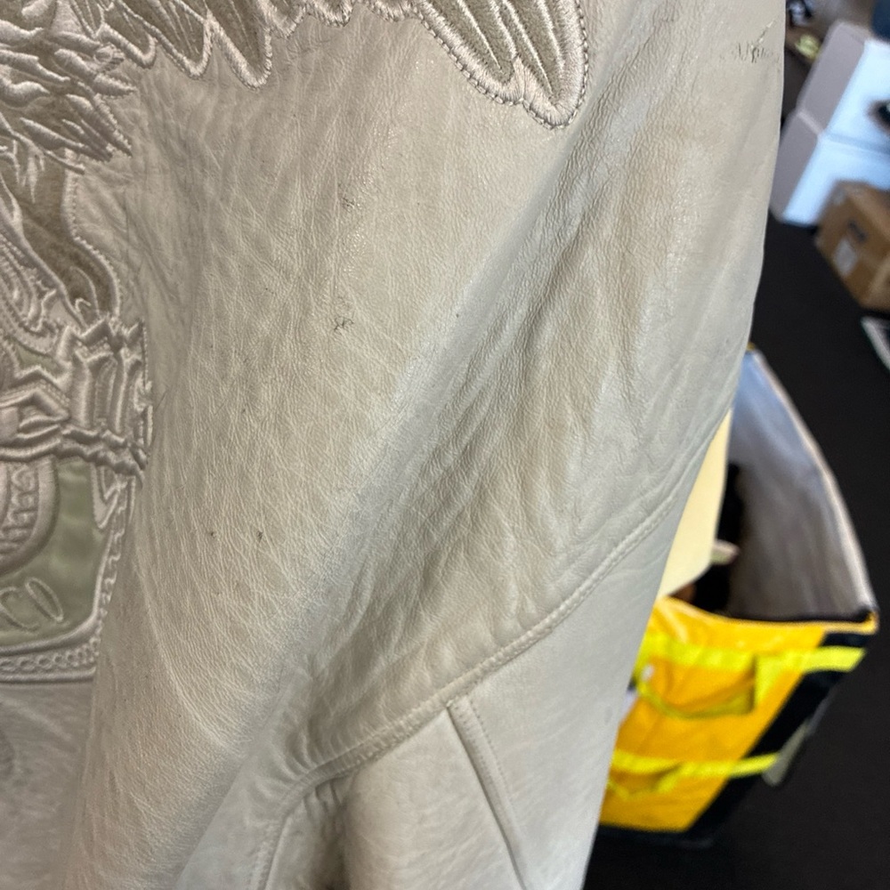 Vintage Pelle Pelle Men's Leather Jacket Size 50 Pre Owned Used Rare Cream Ivory - Picture 12 of 15